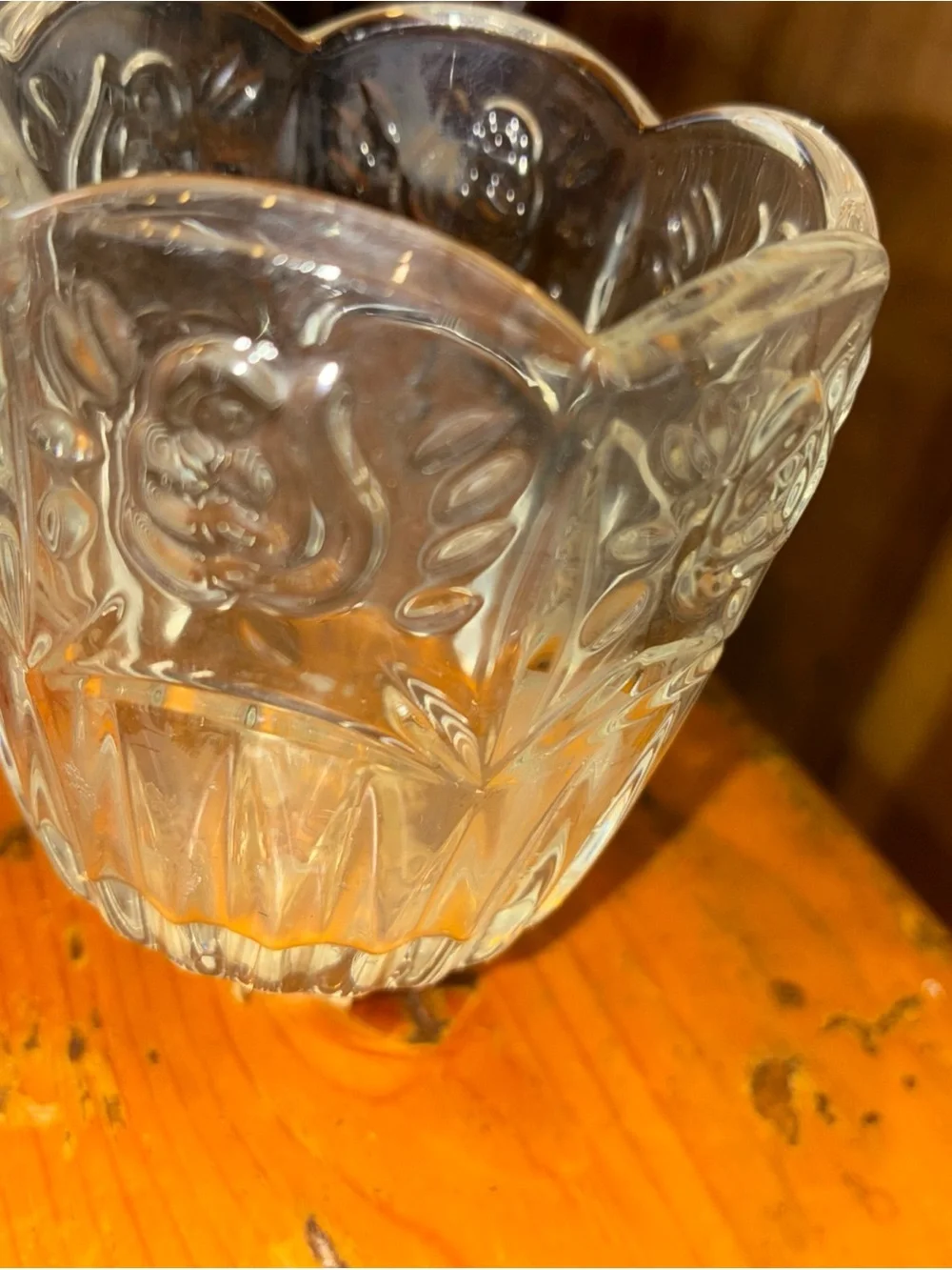 Home Interiors Clear Glass votive tulip rose pattern
